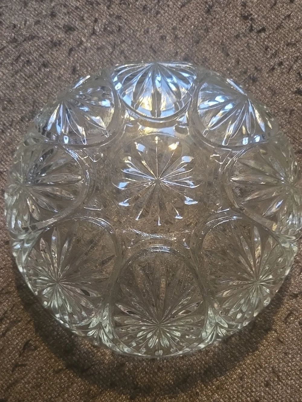 Vintage Anchor Hocking Star and Cameo Medallion Bowl Clear Glass Serving Bowl